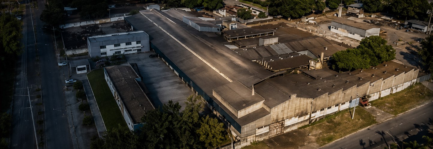 Vista aérea da indústria FUNFER em Divinópolis, Minas Gerais