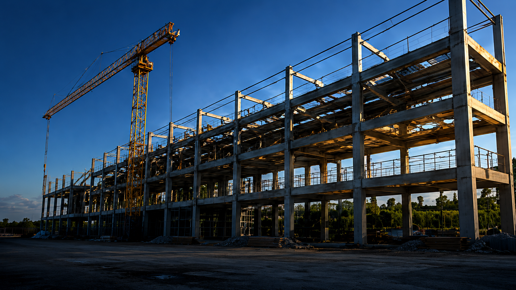 Estrutura de concreto de uma grande obra em construção
